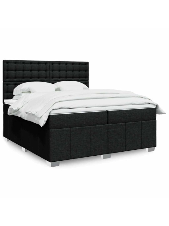 Box spring postel s matrací černá 200x200 cm textil