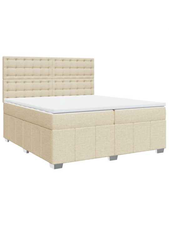 Box spring postel s matrací krémová 200x200 cm textil