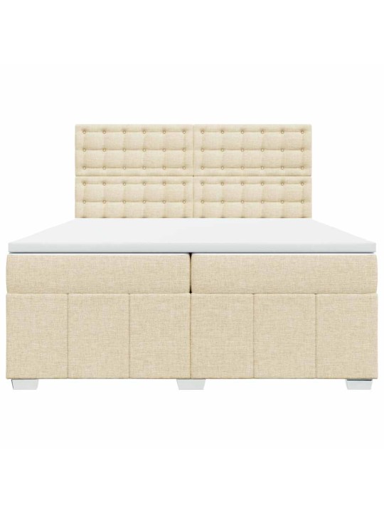 Box spring postel s matrací krémová 200x200 cm textil