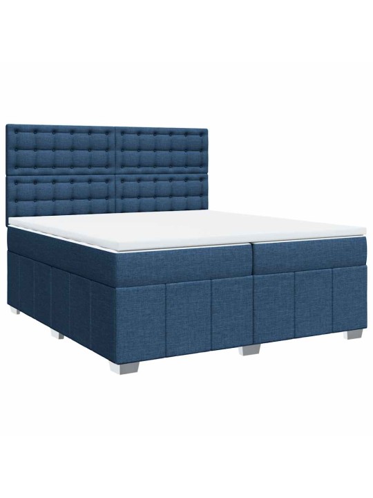 Box spring postel s matrací modrá 200x200 cm textil