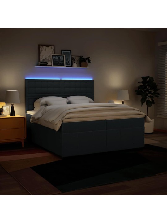 Box spring postel s matrací modrá 200x200 cm textil