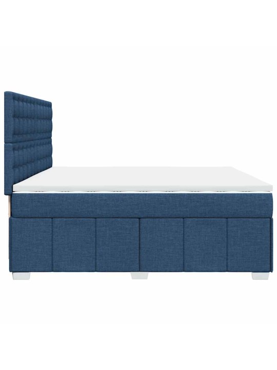 Box spring postel s matrací modrá 200x200 cm textil