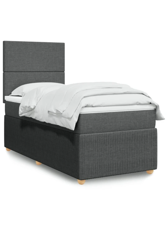 Box spring postel s matrací tmavě šedá 80 x 200 cm textil