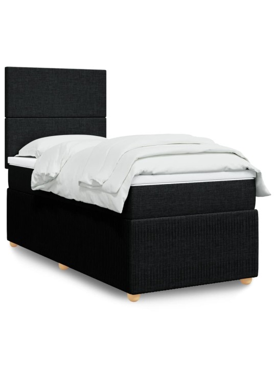 Box spring postel s matrací černá 80 x 200 cm textil