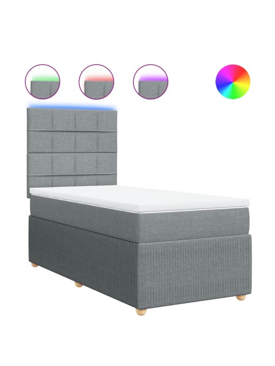 Box spring postel s matrací světle šedá 80 x 200 cm textil