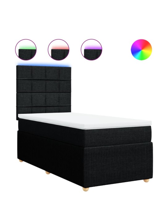 Box spring postel s matrací černá 80 x 200 cm textil