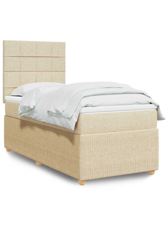Box spring postel s matrací krémová 80 x 200 cm textil