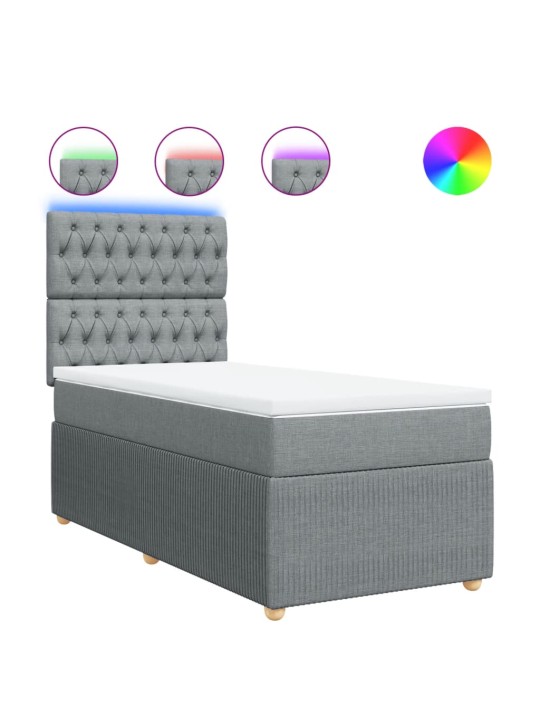 Box spring postel s matrací světle šedá 80 x 200 cm textil