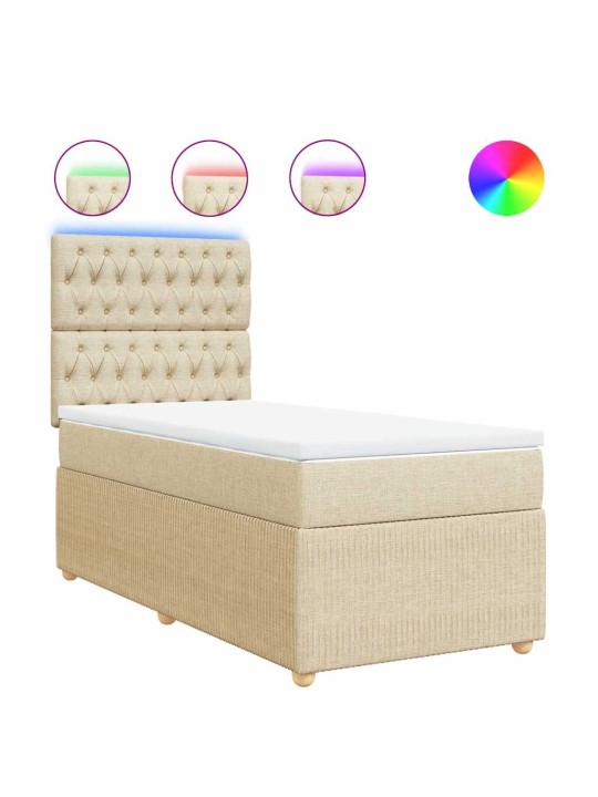 Box spring postel s matrací krémová 80 x 200 cm textil