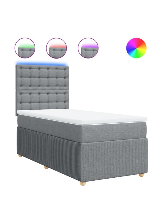Box spring postel s matrací světle šedá 80 x 200 cm textil