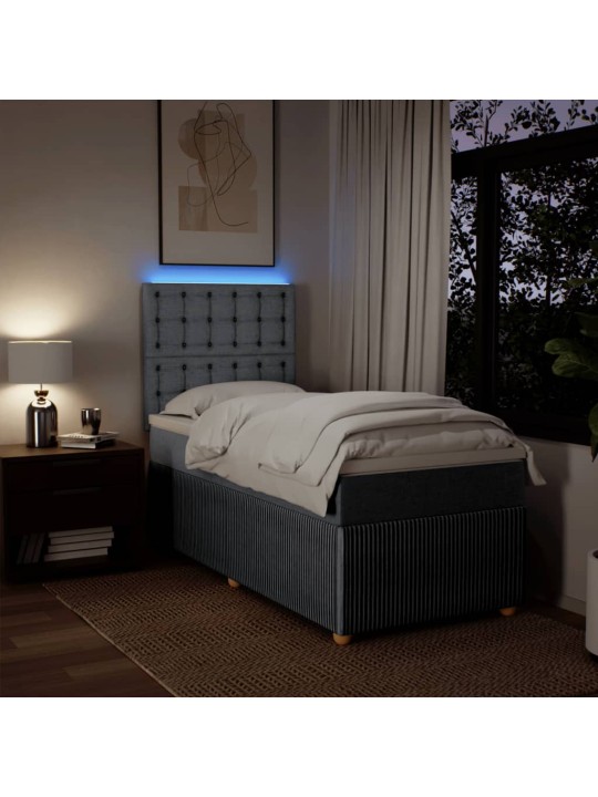 Box spring postel s matrací světle šedá 80 x 200 cm textil