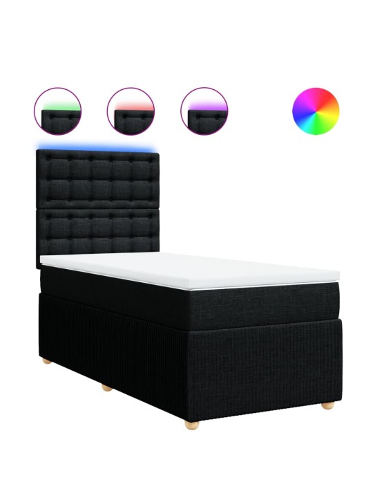 Box spring postel s matrací černá 80 x 200 cm textil