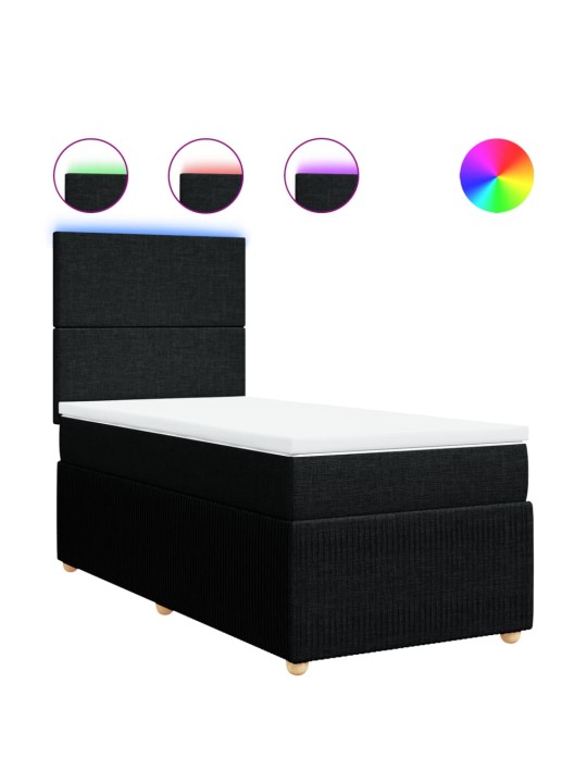 Box spring postel s matrací černá 90x190 cm textil