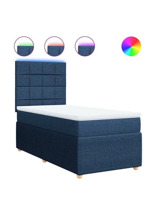 Box spring postel s matrací modrá 90x190 cm textil