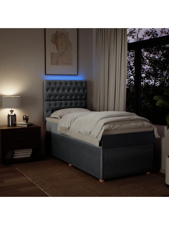 Box spring postel s matrací světle šedá 90x190 cm textil