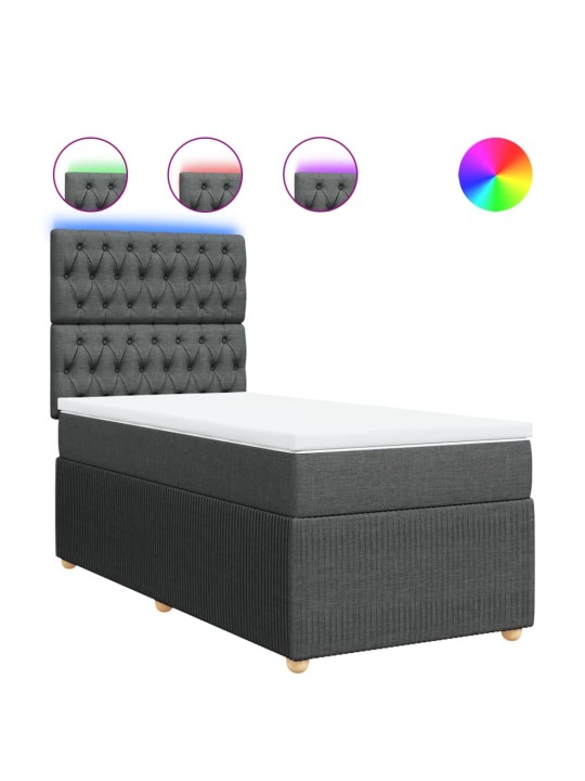 Box spring postel s matrací tmavě šedá 90x190 cm textil