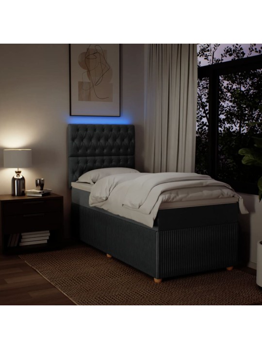 Box spring postel s matrací tmavě šedá 90x190 cm textil