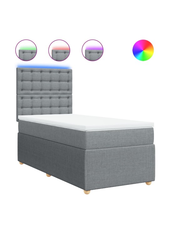 Box spring postel s matrací světle šedá 90x190 cm textil
