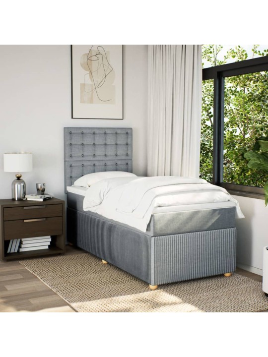 Box spring postel s matrací světle šedá 90x190 cm textil