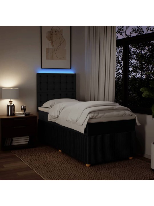 Box spring postel s matrací černá 90x190 cm textil