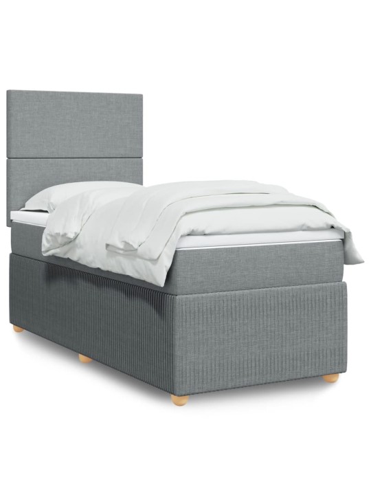 Box spring postel s matrací světle šedá 90x200 cm textil