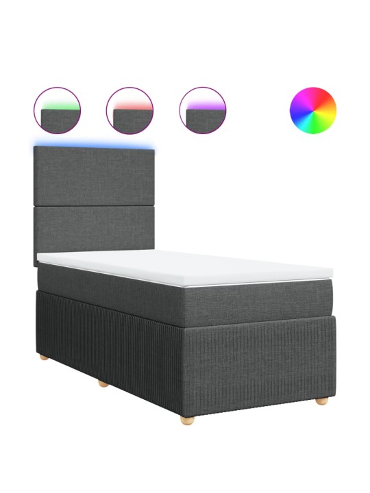 Box spring postel s matrací tmavě šedá 90x200 cm textil