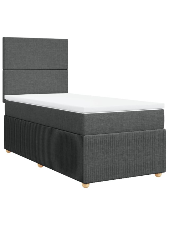 Box spring postel s matrací tmavě šedá 90x200 cm textil