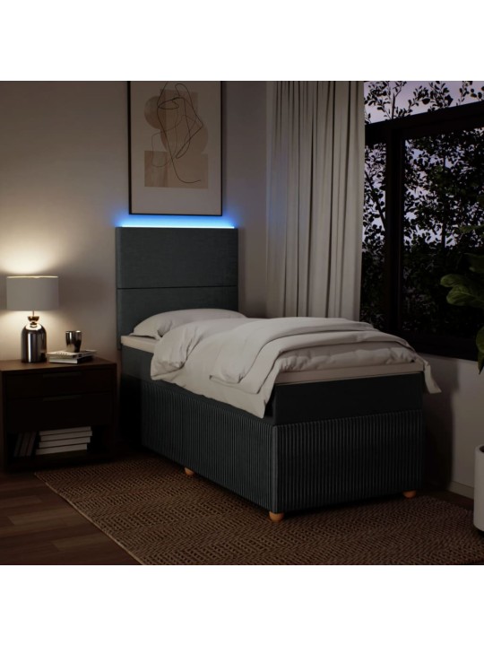 Box spring postel s matrací tmavě šedá 90x200 cm textil