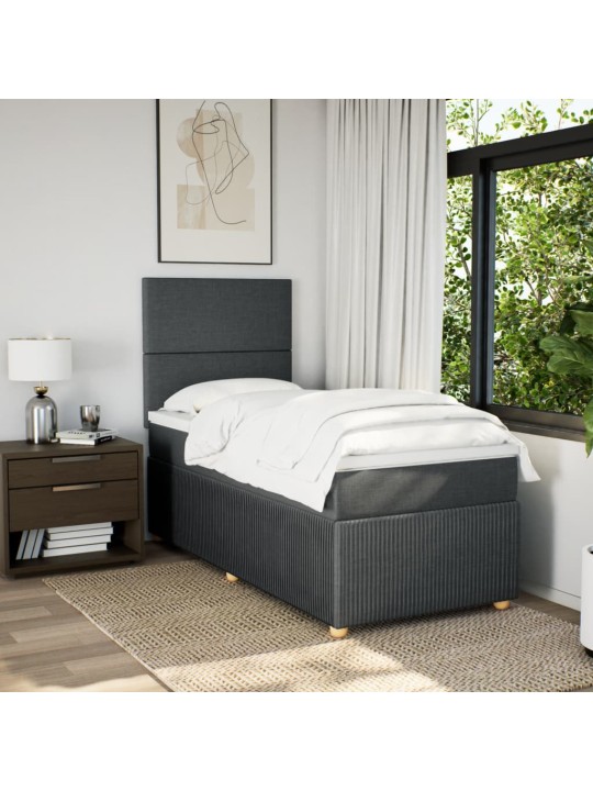 Box spring postel s matrací tmavě šedá 90x200 cm textil