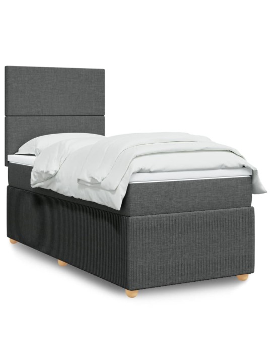 Box spring postel s matrací tmavě šedá 90x200 cm textil