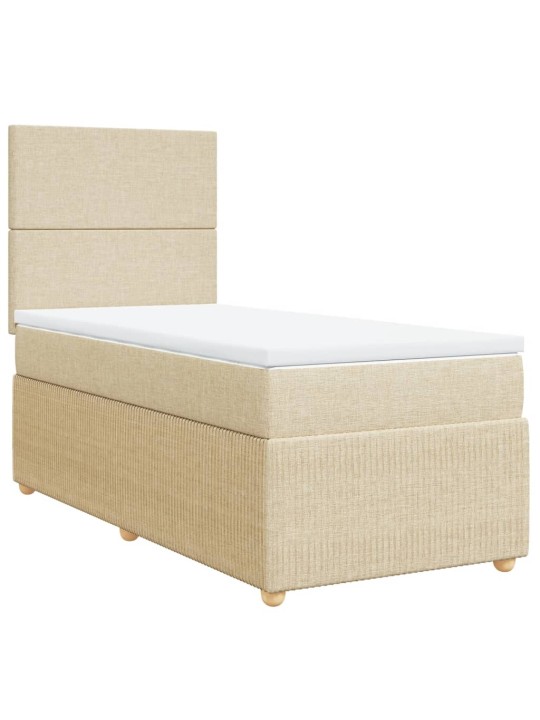 Box spring postel s matrací krémová 90x200 cm textil