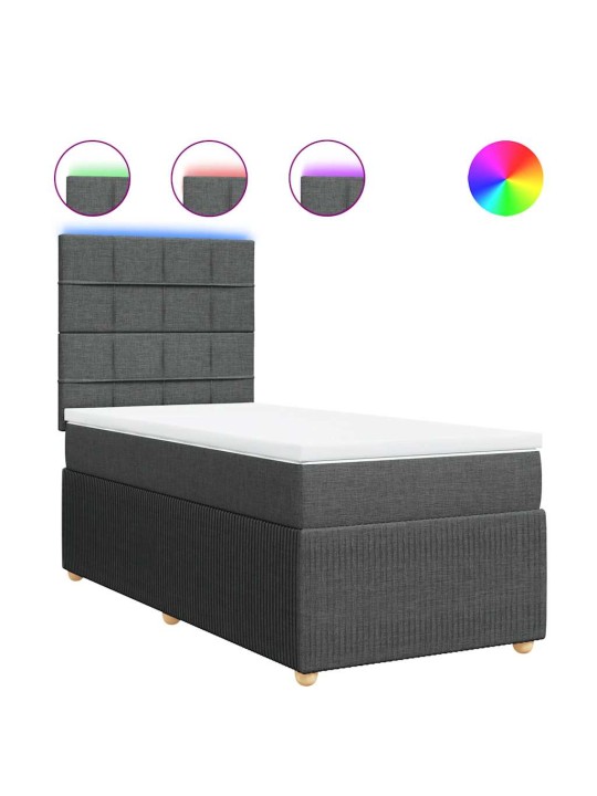 Box spring postel s matrací tmavě šedá 90x200 cm textil