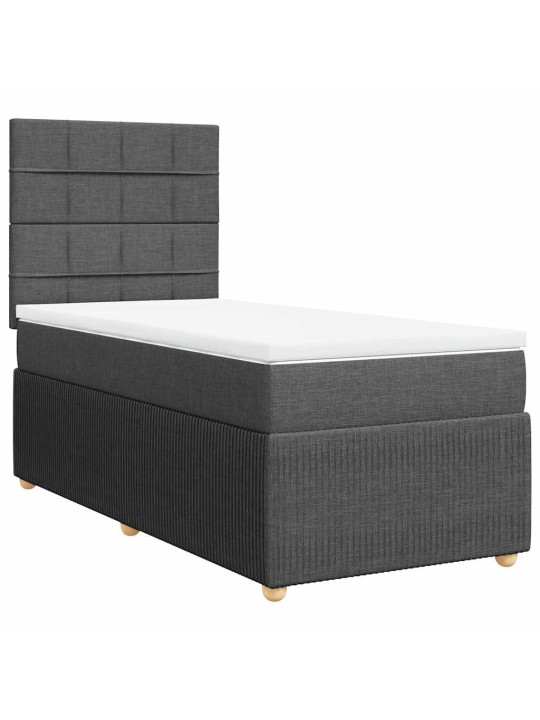 Box spring postel s matrací tmavě šedá 90x200 cm textil