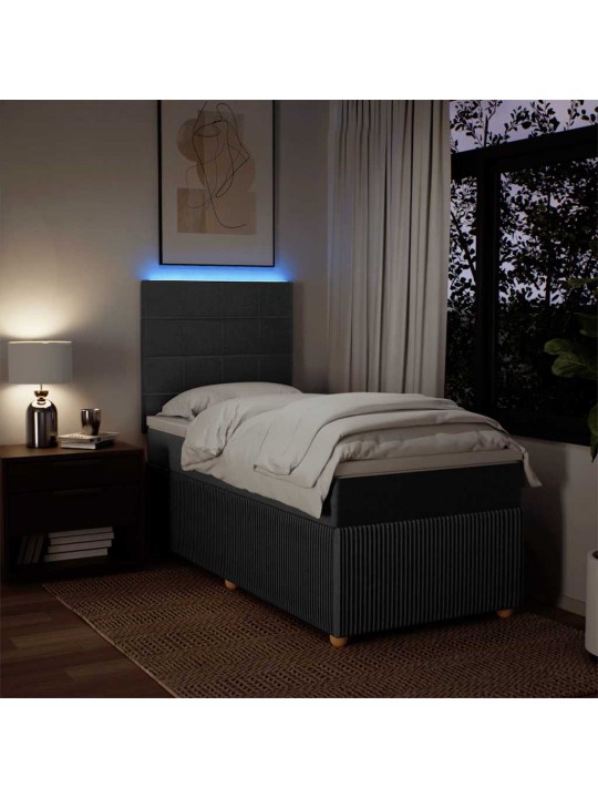 Box spring postel s matrací tmavě šedá 90x200 cm textil