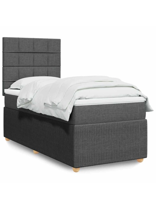 Box spring postel s matrací tmavě šedá 90x200 cm textil