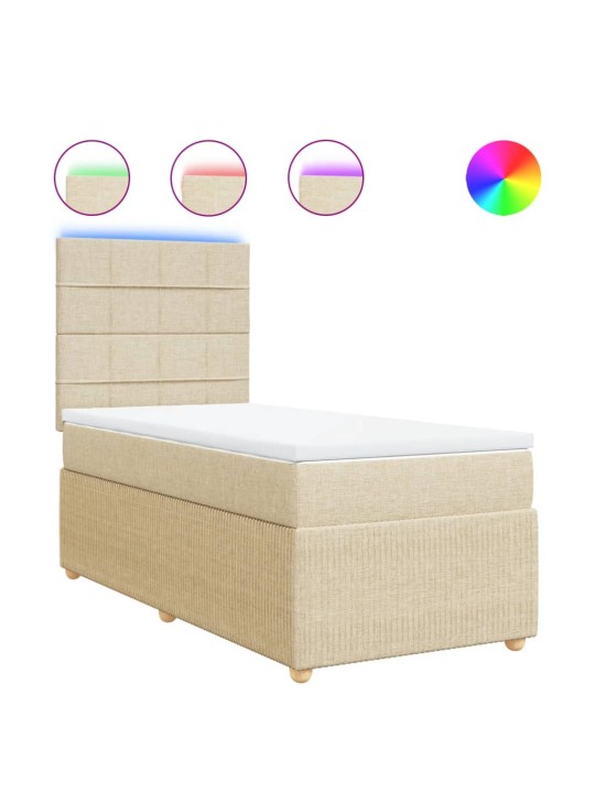 Box spring postel s matrací krémová 90x200 cm textil