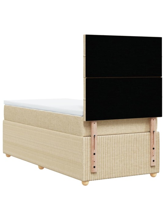 Box spring postel s matrací krémová 90x200 cm textil