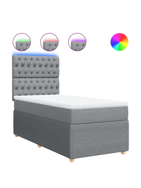 Box spring postel s matrací světle šedá 90x200 cm textil