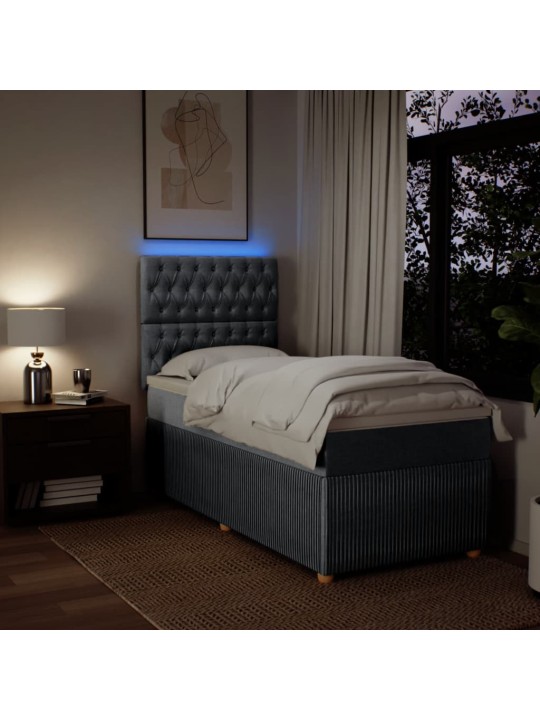 Box spring postel s matrací světle šedá 90x200 cm textil