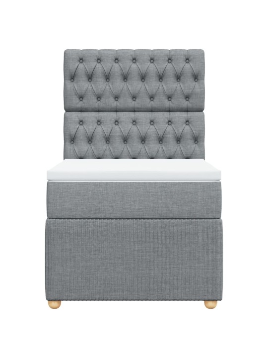 Box spring postel s matrací světle šedá 90x200 cm textil