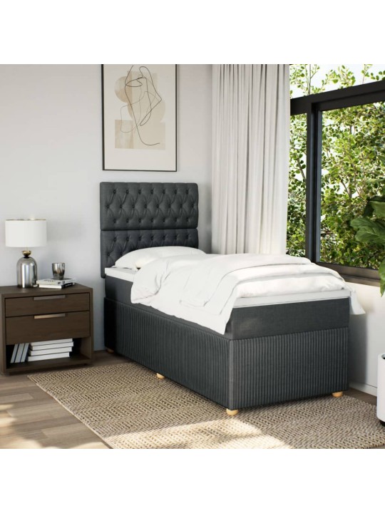 Box spring postel s matrací tmavě šedá 90x200 cm textil