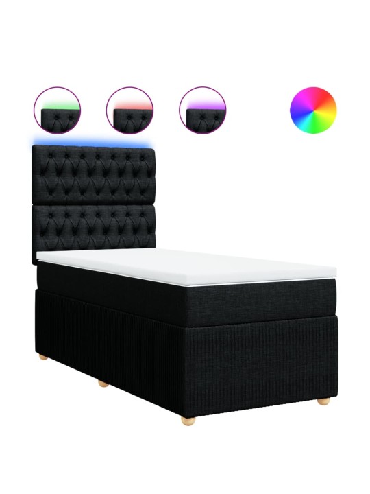 Box spring postel s matrací černá 90x200 cm textil