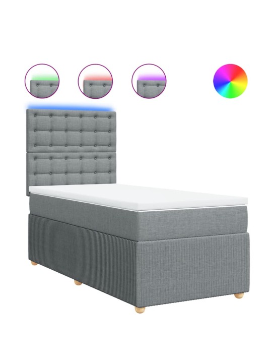 Box spring postel s matrací světle šedá 90x200 cm textil