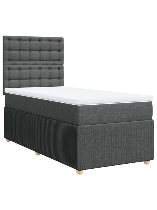 Box spring postel s matrací tmavě šedá 90x200 cm textil