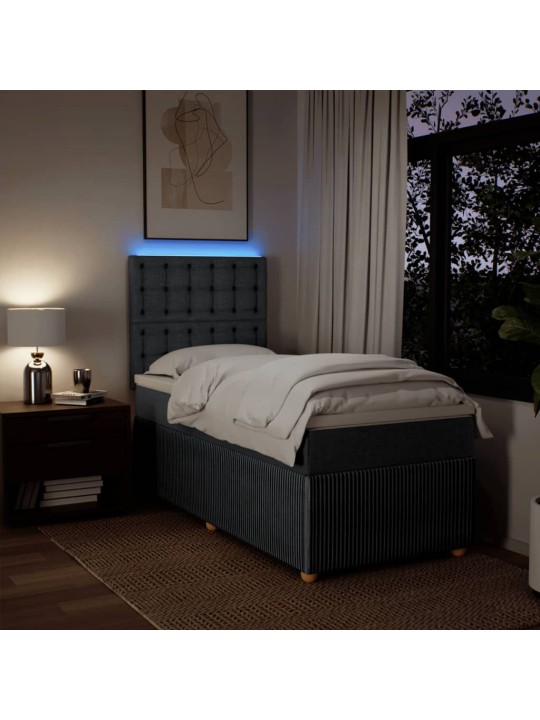 Box spring postel s matrací tmavě šedá 90x200 cm textil