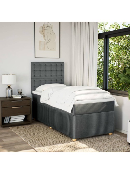 Box spring postel s matrací tmavě šedá 90x200 cm textil