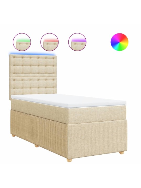 Box spring postel s matrací krémová 90x200 cm textil