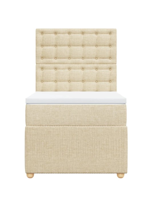 Box spring postel s matrací krémová 90x200 cm textil