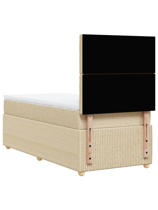 Box spring postel s matrací krémová 90x200 cm textil