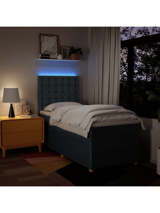 Box spring postel s matrací modrá 90x200 cm textil